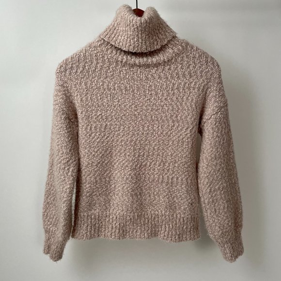 Yes Lola Dusty Pink Boucle Turtleneck Sweater, Size S - Picture 4 of 7